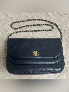 CHANEL Black Quilted Double Flap Shoulder Bag Gold Hardware WOC wallet on chain